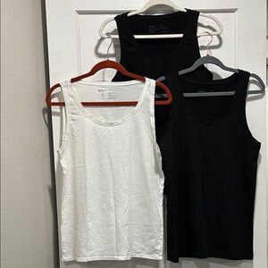 Pact 3-pack Black and White Fitted Tank Tops Organic Cotton